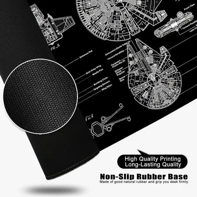 Alt view image 4 of 6 - Black Gaming Mouse Pad Large Mouse Pad XL Desk Mat 31.5x11.8x0.12 inch Large Desk Pad Design Keyboard Pad (Design -5)