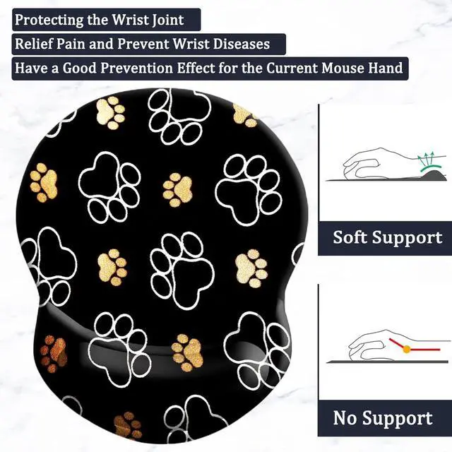 Alt view image 3 of 7 - Ergonomic Wrist Support Mouse Pad - Comfortable Computer Mouse Pad with Non-Slip PU Base for Home Office Working Gaming (Cute Dog Paw)