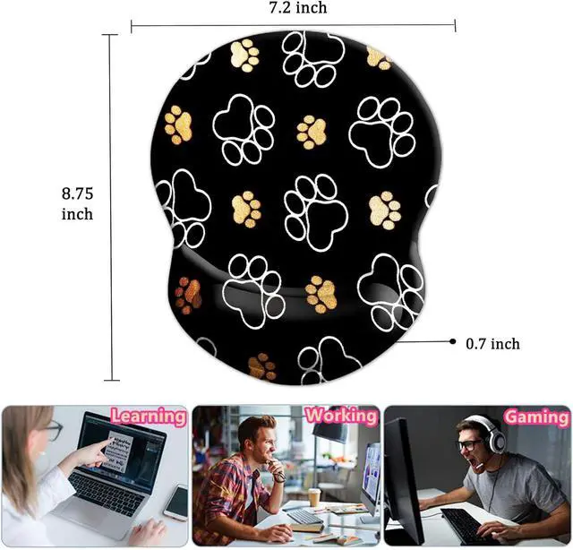 Alt view image 5 of 7 - Ergonomic Wrist Support Mouse Pad - Comfortable Computer Mouse Pad with Non-Slip PU Base for Home Office Working Gaming (Cute Dog Paw)