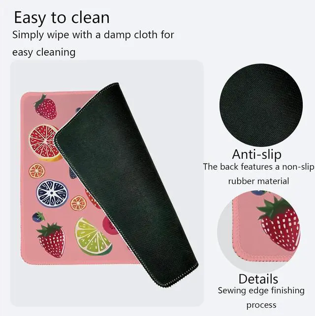 Alt view image 5 of 6 - Colorful Cute Fruit Mouse Pad Pink Cottagecore Strawberry Mouse Pads Summer Orange Desk Mat for Home Office Dorm Desktop Decor 10.2x8.2 Inch
