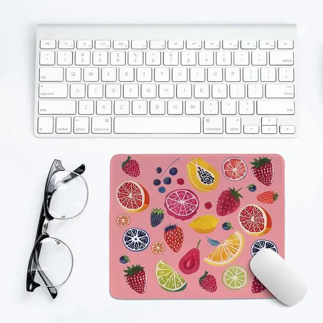 Alt view image 6 of 6 - Colorful Cute Fruit Mouse Pad Pink Cottagecore Strawberry Mouse Pads Summer Orange Desk Mat for Home Office Dorm Desktop Decor 10.2x8.2 Inch