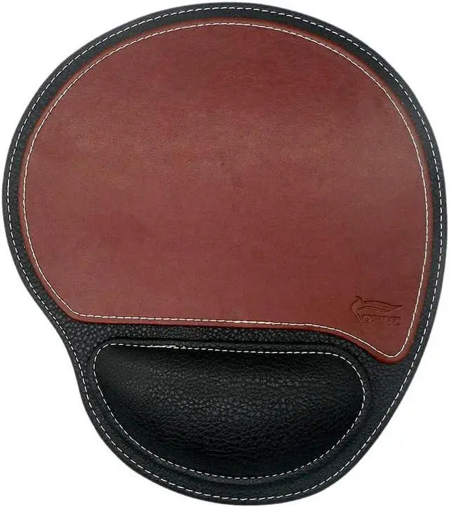 Main image of Ergonomic Leather Mouse Pad Mat Mousepad with Rest Wrist Support Non-Slip Rubber Base Memory Foam Waterproof Surface for Gaming Office (Round-Brown)