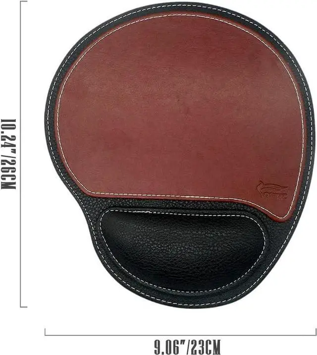 Alt view image 5 of 7 - Ergonomic Leather Mouse Pad Mat Mousepad with Rest Wrist Support Non-Slip Rubber Base Memory Foam Waterproof Surface for Gaming Office (Round-Brown)