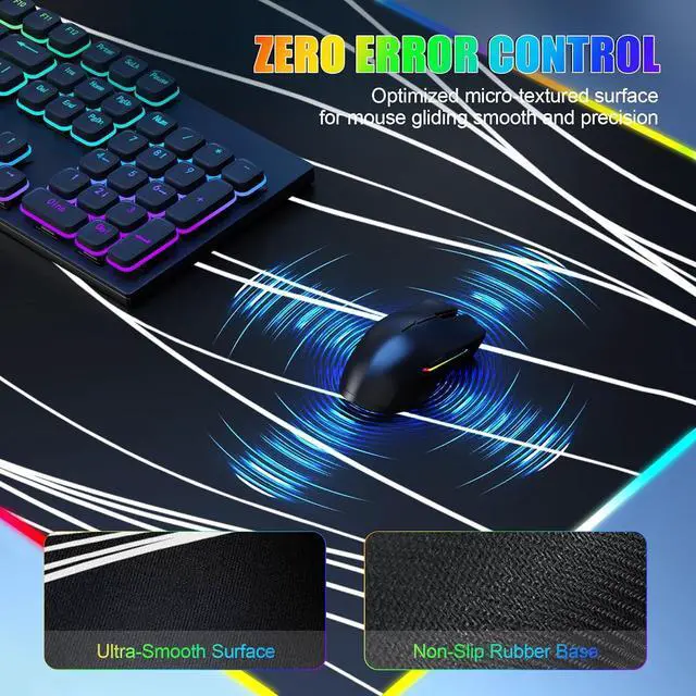 Alt view image 5 of 7 - Mouse Pad with Phone Holder Wireless Charging Desk Mat RGB Gaming Mousepad Home Office Large Desk Pad with Ultra-Smooth Surface Non-Slip Base Waterproof Keyboard Pad Wavy Black