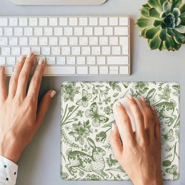 Alt view image 6 of 6 - Floral Mouse pad Green Mouse pad cottagecore Gift Mouse pad Aesthetic Botanical Mouse pad Small Mouse pad 8.3 * 10.3 Inches Non-Slip Mouse Pad