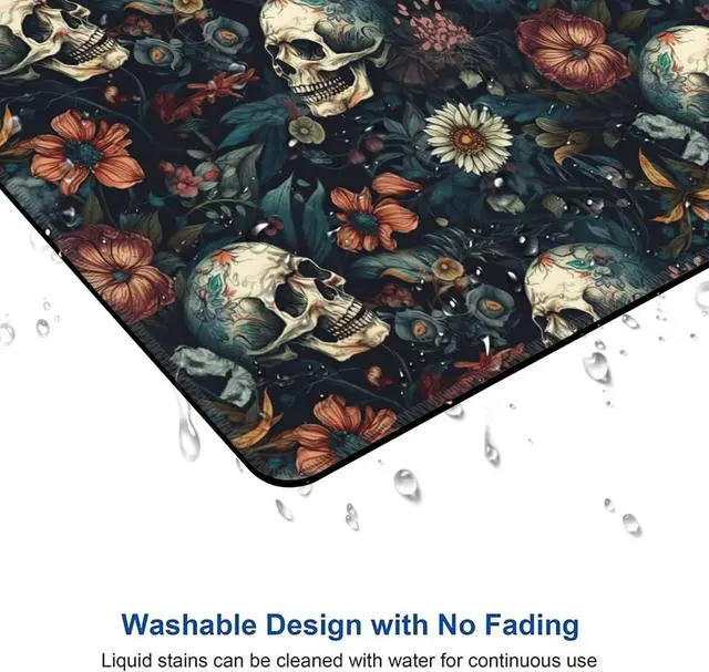 Alt view image 5 of 7 - Skull Floral Mouse Pad Mouse Pads for Desk Mouse Mat Square Waterproof Gaming Mouse Pad Anti-Slip Rubber Base MousePads for Office Laptop