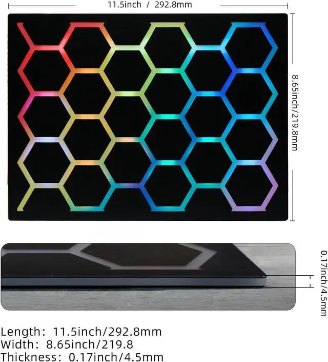 Alt view image 4 of 6 - Gaming Mouse pad with Hexagonal Glowing Pattern RGB LED Mouse pad Multiple Lighting Modes Supports PC Client Color Adjustment syncs with Screen Colors