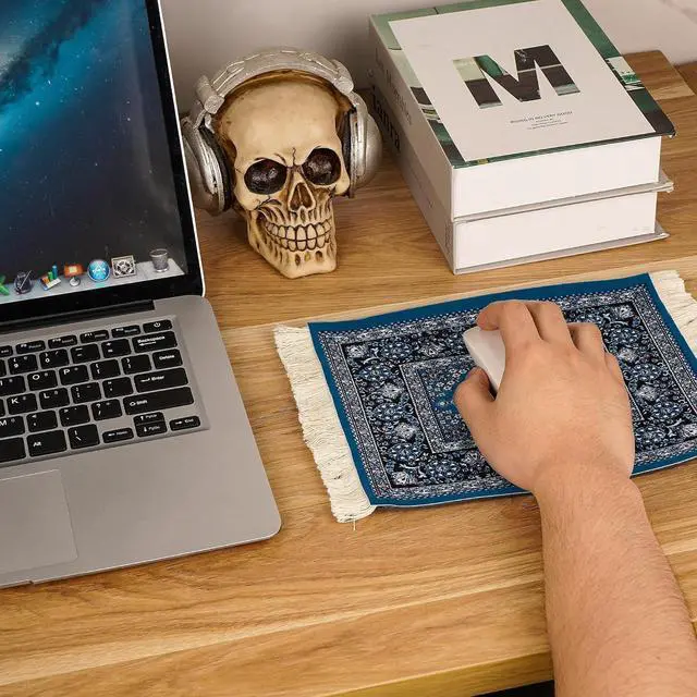 Alt view image 3 of 6 - Carpet Mouse Pad - Persian Style Design Unique and Elegant Ideal for Office Workers Gamers and Students (Grayish Blue)