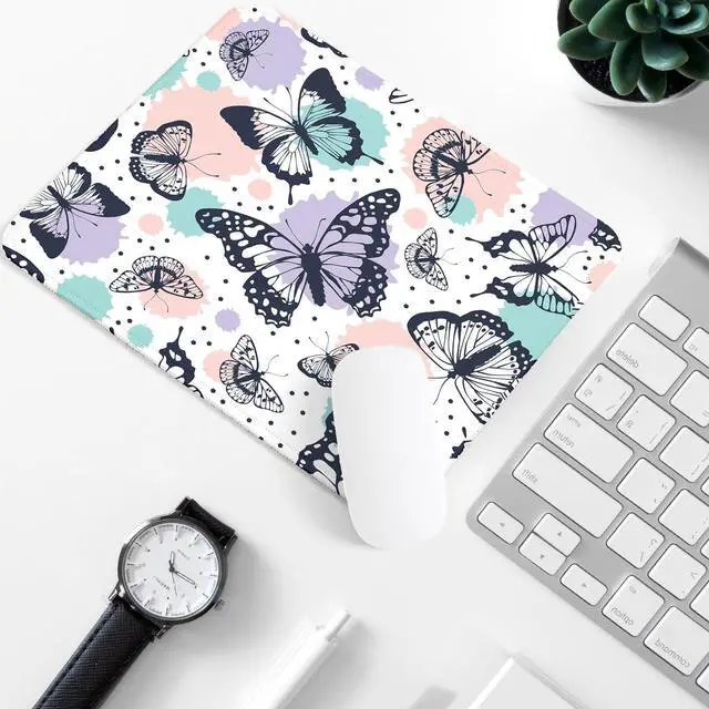 Alt view image 2 of 7 - Butterfly Square Mouse Pad Non-Slip Rubber Base Mouse Pad Home Office Decoration Desktop Accessory Laptop Mouse Pad for Office Laptops 9.4x7.8x0.12in