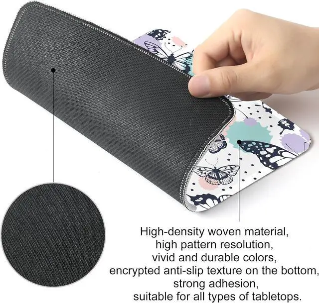Alt view image 3 of 7 - Butterfly Square Mouse Pad Non-Slip Rubber Base Mouse Pad Home Office Decoration Desktop Accessory Laptop Mouse Pad for Office Laptops 9.4x7.8x0.12in