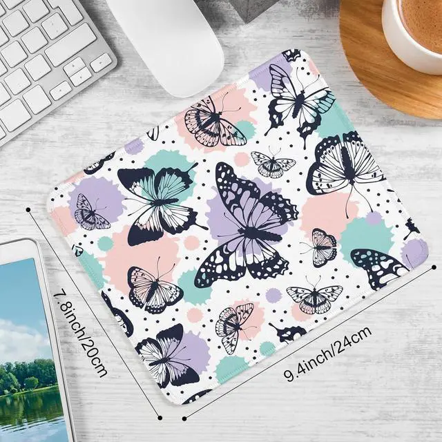 Alt view image 4 of 7 - Butterfly Square Mouse Pad Non-Slip Rubber Base Mouse Pad Home Office Decoration Desktop Accessory Laptop Mouse Pad for Office Laptops 9.4x7.8x0.12in