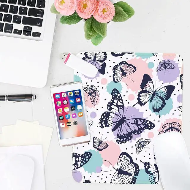 Alt view image 5 of 7 - Butterfly Square Mouse Pad Non-Slip Rubber Base Mouse Pad Home Office Decoration Desktop Accessory Laptop Mouse Pad for Office Laptops 9.4x7.8x0.12in