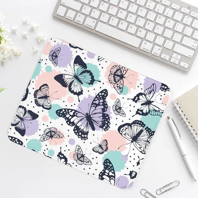 Alt view image 7 of 7 - Butterfly Square Mouse Pad Non-Slip Rubber Base Mouse Pad Home Office Decoration Desktop Accessory Laptop Mouse Pad for Office Laptops 9.4x7.8x0.12in