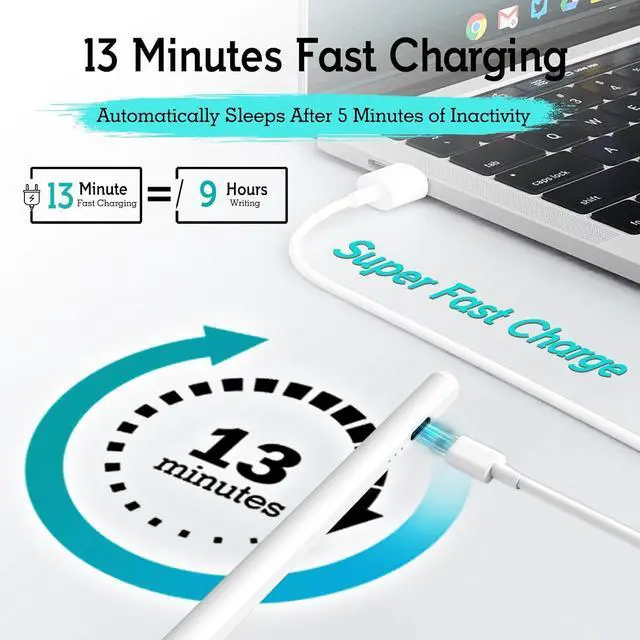 Alt view image 3 of 7 - Stylus Pen for iPad 11th & 10th Gen - 2X Faster Charging Tilt & Palm Rejection Works with iPad Pro 12.9/11/M4 Air 5/M2 Mini 6 iPad 6th-11th Gen (2018-2025)