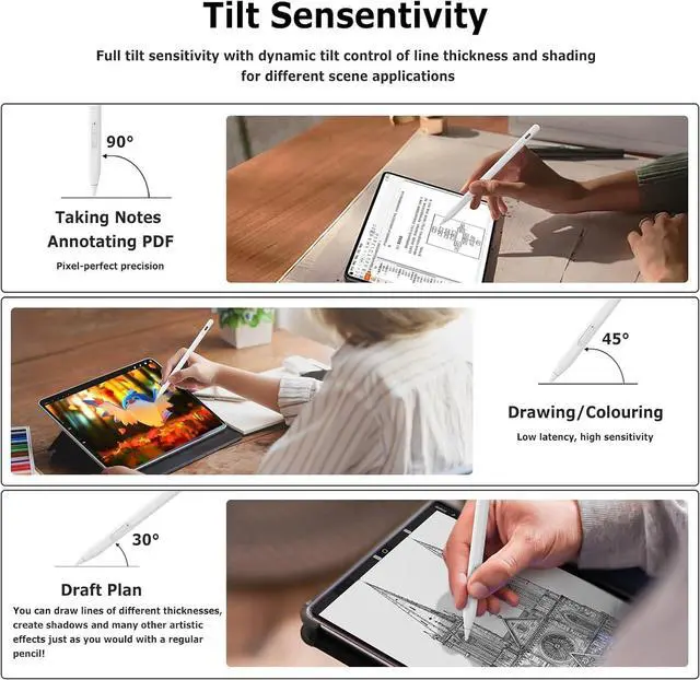 Alt view image 5 of 7 - Stylus Pen for iPad 11th & 10th Gen - 2X Faster Charging Tilt & Palm Rejection Works with iPad Pro 12.9/11/M4 Air 5/M2 Mini 6 iPad 6th-11th Gen (2018-2025)