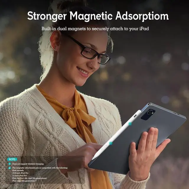 Alt view image 7 of 7 - Stylus Pen for iPad 11th & 10th Gen - 2X Faster Charging Tilt & Palm Rejection Works with iPad Pro 12.9/11/M4 Air 5/M2 Mini 6 iPad 6th-11th Gen (2018-2025)