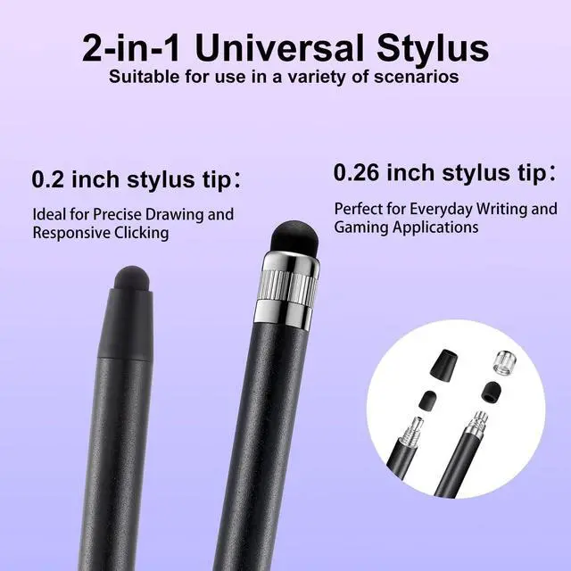 Alt view image 3 of 6 - Stylus Pen for Touchscreen 3pcs High Sensitivity and Precision Stylus Pen for iPad iPhone Android and All Touch Screens (Black/Silver/Blue)