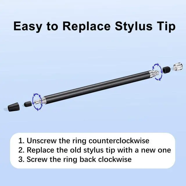 Alt view image 5 of 6 - Stylus Pen for Touchscreen 3pcs High Sensitivity and Precision Stylus Pen for iPad iPhone Android and All Touch Screens (Black/Silver/Blue)