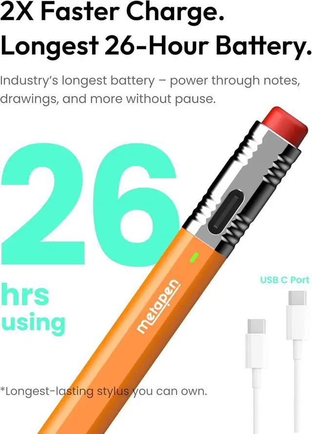 Alt view image 5 of 7 - Metapen Pencil Air8 Pro X for iPad 2018-2025 Ultra-Quiet 2X Fast Charging Palm Rejection Stylus Pen for iPad a16/11/10/9/8/7/6th Gen Pro 12.9/11/13-inch M4 Air 3/4/5/M2/M3 Mini 5/6th