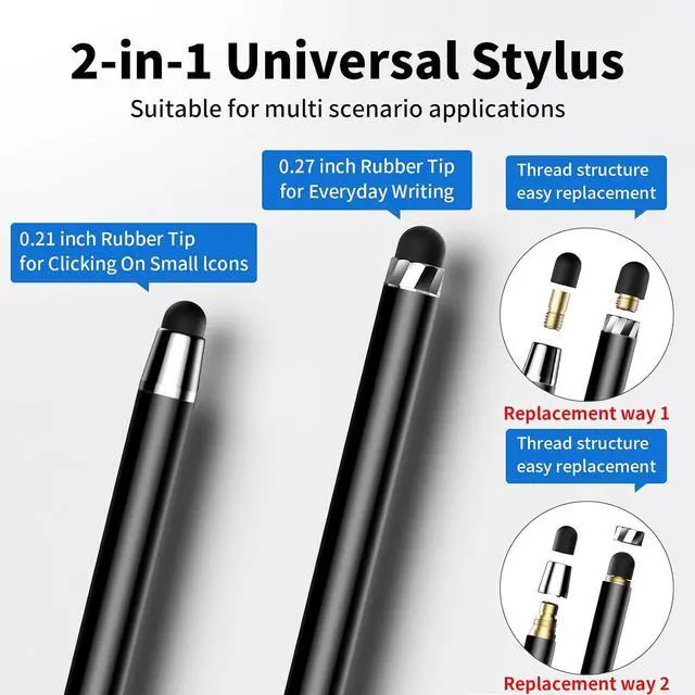 Alt view image 2 of 7 - Stylus Pen for Touchscreen 5 PCS Stylus Stylus 2-in-1 High Sensitivity Precision Suitable for Touch Screens of iPhone/ipad/Android Tablet(Black)