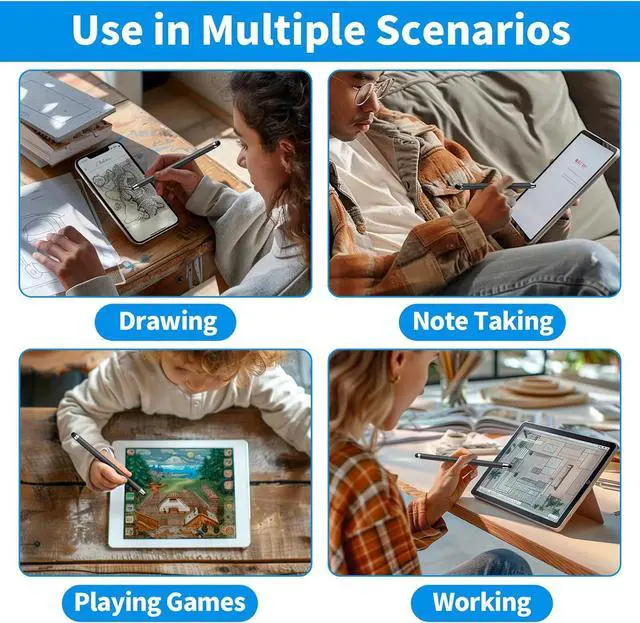 Alt view image 7 of 7 - Stylus Pen for Touchscreen 5 PCS Stylus Stylus 2-in-1 High Sensitivity Precision Suitable for Touch Screens of iPhone/ipad/Android Tablet(Black)