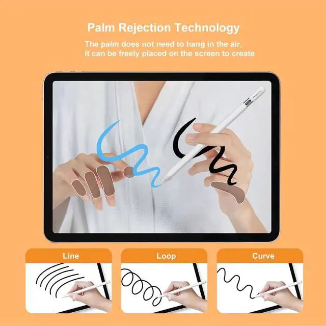 Alt view image 5 of 7 - Magnetic Wireless Charging Stylus Pencil for iPad 2024-2025 Tilt Function&Palm Rejection Stylus Pencil Pro for 2018-2025 iPad 6/7/8/9/10/11th Mini 5/6/7th Pro 11/12.9/M4 Air 3/4/5/M2/M3 White