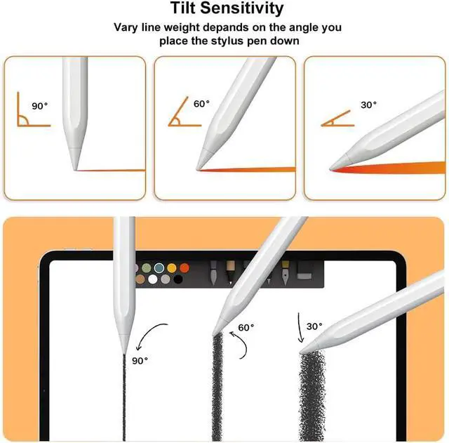 Alt view image 6 of 7 - Magnetic Wireless Charging Stylus Pencil for iPad 2024-2025 Tilt Function&Palm Rejection Stylus Pencil Pro for 2018-2025 iPad 6/7/8/9/10/11th Mini 5/6/7th Pro 11/12.9/M4 Air 3/4/5/M2/M3 White