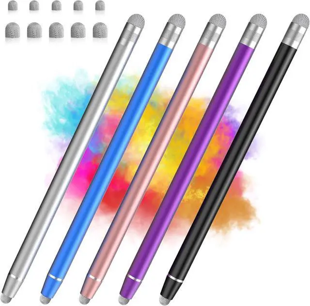 Main image of Stylus Pen for Touchscreen 5 Pack Dual Fiber Stylus High Sensitivity and Precision Universal Stylus Pen for Ipad iPhone Android Galaxy  Surface Kindle All Capacitive Touch Screens