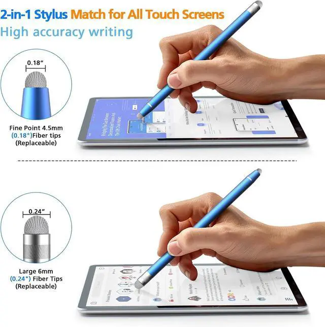 Alt view image 2 of 7 - Stylus Pen for Touchscreen 5 Pack Dual Fiber Stylus High Sensitivity and Precision Universal Stylus Pen for Ipad iPhone Android Galaxy  Surface Kindle All Capacitive Touch Screens