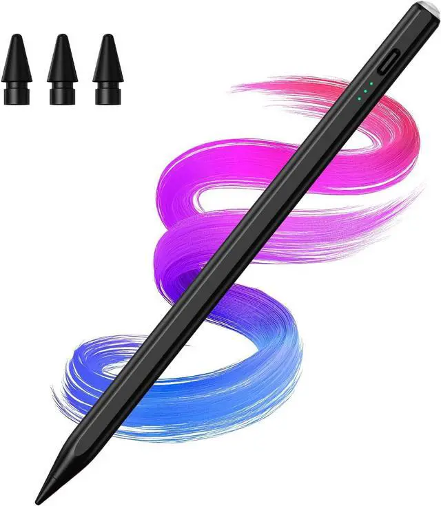 Main image of Stylus Pen for iPad(2018-2025)-2X Faster Charge with Tilt Sensitivity & Palm Rejection for iPad 11/10/9/8/7/6th Gen Air 7/6/5/4/3/M3/M2 Pro 13/12.9/11/M4 Mini 7/6/5th Black