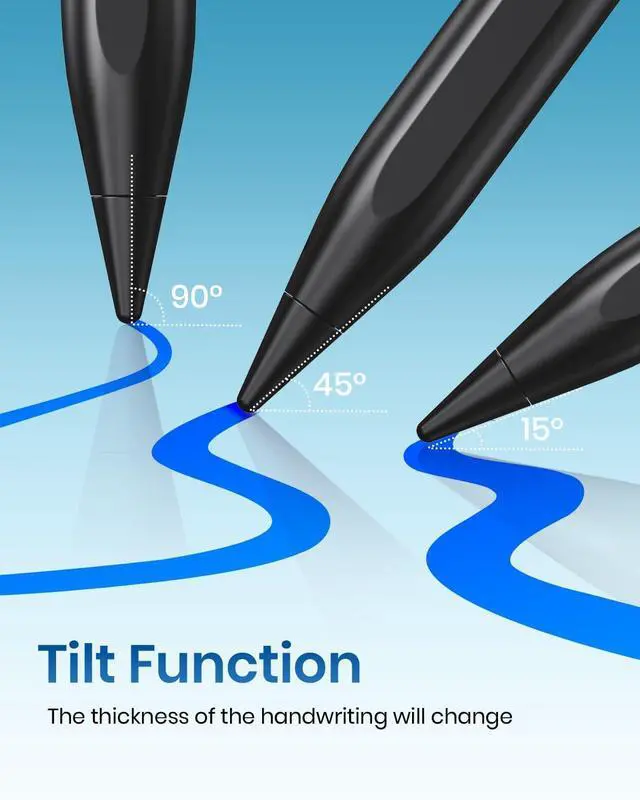 Alt view image 7 of 7 - Stylus Pen for iPad(2018-2025)-2X Faster Charge with Tilt Sensitivity & Palm Rejection for iPad 11/10/9/8/7/6th Gen Air 7/6/5/4/3/M3/M2 Pro 13/12.9/11/M4 Mini 7/6/5th Black