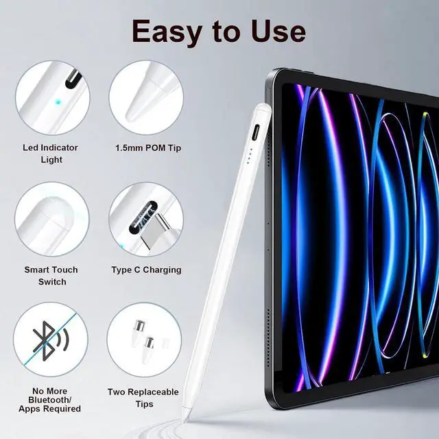 Alt view image 3 of 5 - 2 Pieces Stylus Pen for  Galaxy Tab A9/A8/A7 Tablet Pens for iOS/Android/Windows Stylists Pen with Dual Touch Screen Stylus Pencil (red)