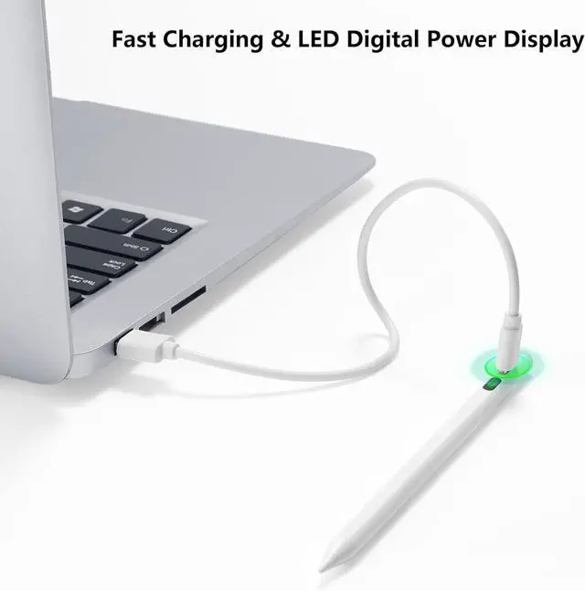 Alt view image 3 of 7 - Pencil for  Tilt Sensitivity Palm Rejection Stylus Pen for iPad A16 11/10/9/8/7/6 Generation iPad Pro 12.9/13in/11-inch M4 iPad Air M3/M2/5/4/3 iPad mini A17 7/6/5 Gen Fast Charge (White)