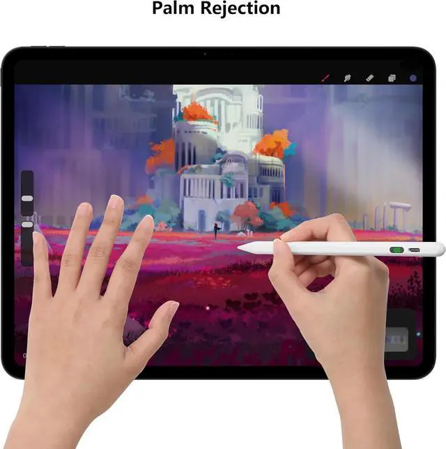 Alt view image 4 of 7 - Pencil for  Tilt Sensitivity Palm Rejection Stylus Pen for iPad A16 11/10/9/8/7/6 Generation iPad Pro 12.9/13in/11-inch M4 iPad Air M3/M2/5/4/3 iPad mini A17 7/6/5 Gen Fast Charge (White)