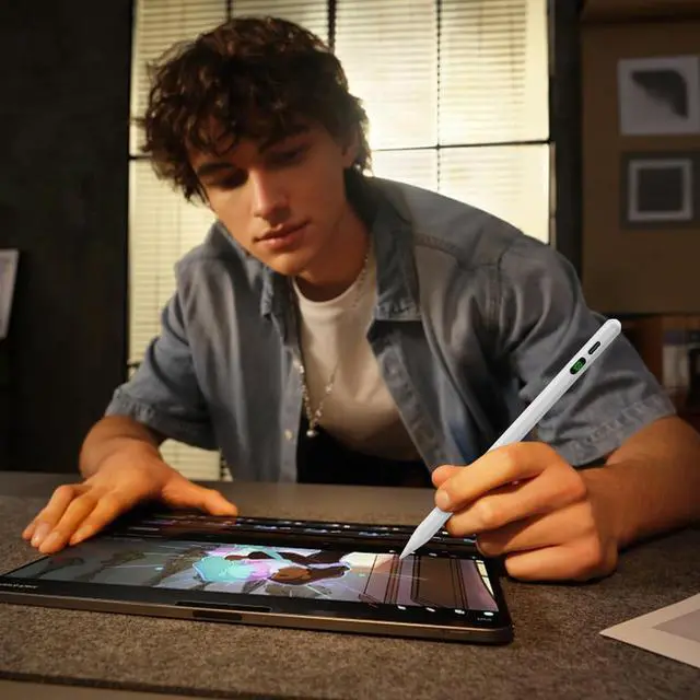 Alt view image 7 of 7 - Pencil for  Tilt Sensitivity Palm Rejection Stylus Pen for iPad A16 11/10/9/8/7/6 Generation iPad Pro 12.9/13in/11-inch M4 iPad Air M3/M2/5/4/3 iPad mini A17 7/6/5 Gen Fast Charge (White)