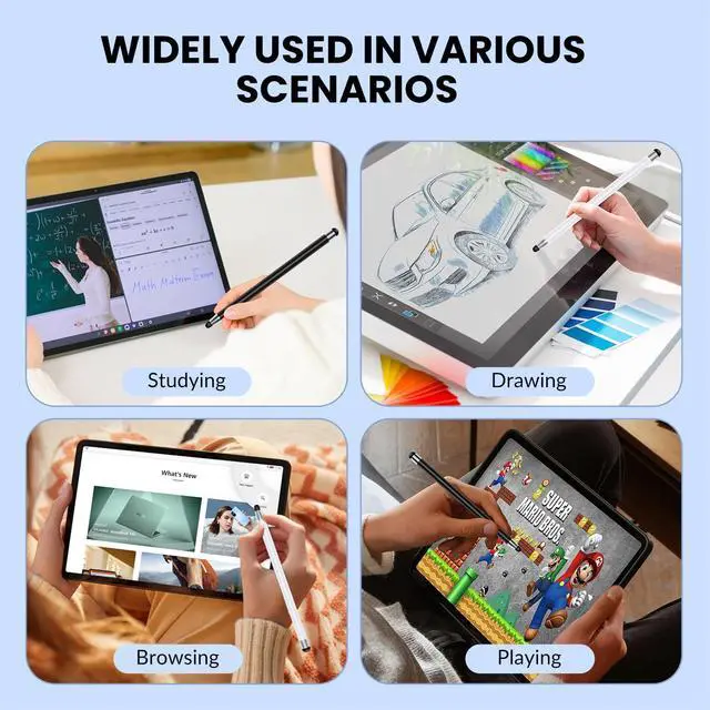 Alt view image 5 of 6 - Stylus Pen for Touchscreen 10PCS High Precision and Sensitivity Stylus Pen for iPad/iPhone//Android and Tablets Compatible with All Capacitive Touch Screen (10-Pack (Black/White))