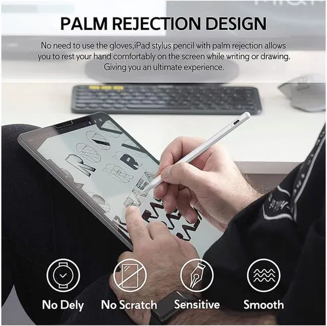 Alt view image 6 of 7 - Stylus Pen for ipad with Tilt Sensitive & Palm Rejection Active Pencil Compatible with  iPad Pro 11/12.9 Inch iPad 6/7/8/9/10th Generation iPad Air 3rd/4th iPad Mini 5/6th Gen