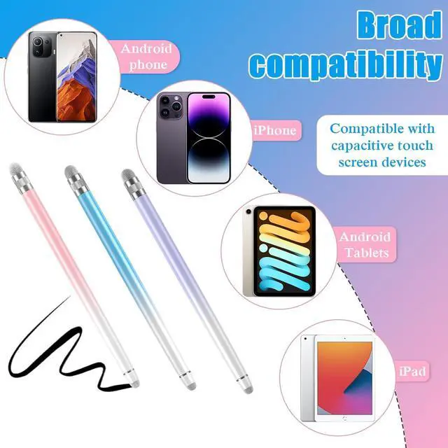 Alt view image 6 of 7 - 3PCS Stylus Pens for Touch Screens Stylus Pen for iPhone/iPad/Tablet Android//Surface Compatible with Touch Screens(Purple/Pink/Blue)
