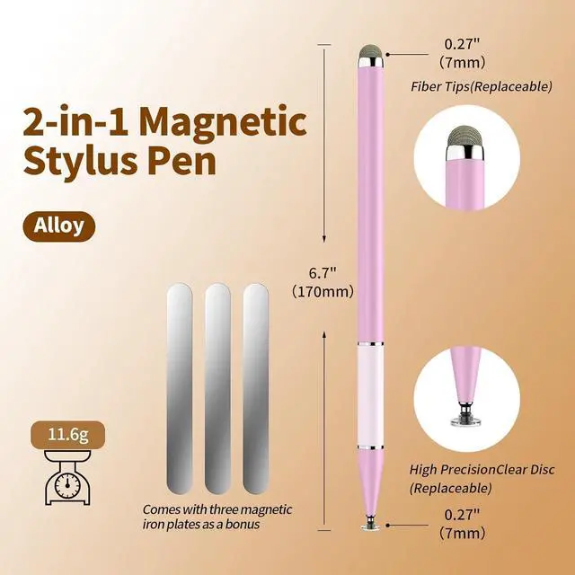 Alt view image 5 of 7 - Stylus Pen for Touchscreen 5 PCS 2-in-1 Magnetic Stylus Pen High Sensitivity & Precision Stylus Extended Pen Body Design Compatible with Touch Screens(9 Tips + 3 Magnetic Sheets)