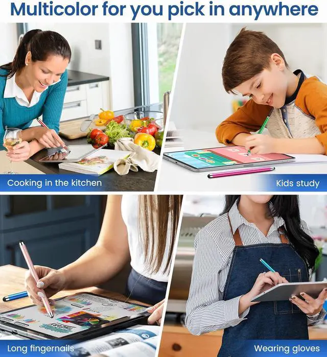 Alt view image 6 of 7 - Stylus Pen for Touchscreen 10 Pack 2 in 1 Universal Stylus High Precision Sensitivity Stylus Pen for ipad iPhone Android Galaxy  Chromebook Tablet All Capacitive Touch Screens