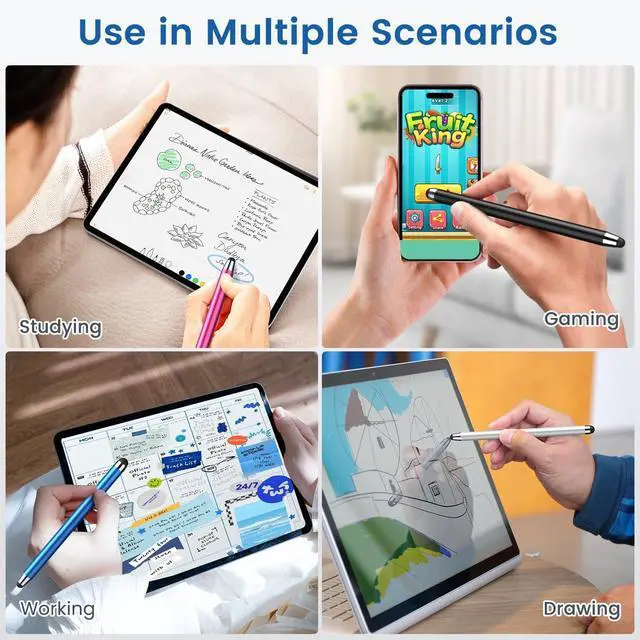 Alt view image 7 of 7 - Stylus Pen for Touchscreen 10 Pack 2 in 1 Universal Stylus High Precision Sensitivity Stylus Pen for ipad iPhone Android Galaxy  Chromebook Tablet All Capacitive Touch Screens