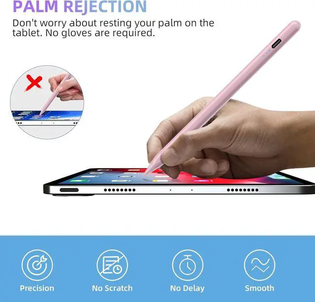 Alt view image 3 of 7 - Stylus Pen for iPad 6th-10th Energy-Saving Fast Charging  Pencil for iPad Air 5/4/3rd iPad Pro 11/12.9 Inch iPad mini 5/6th (Pink)
