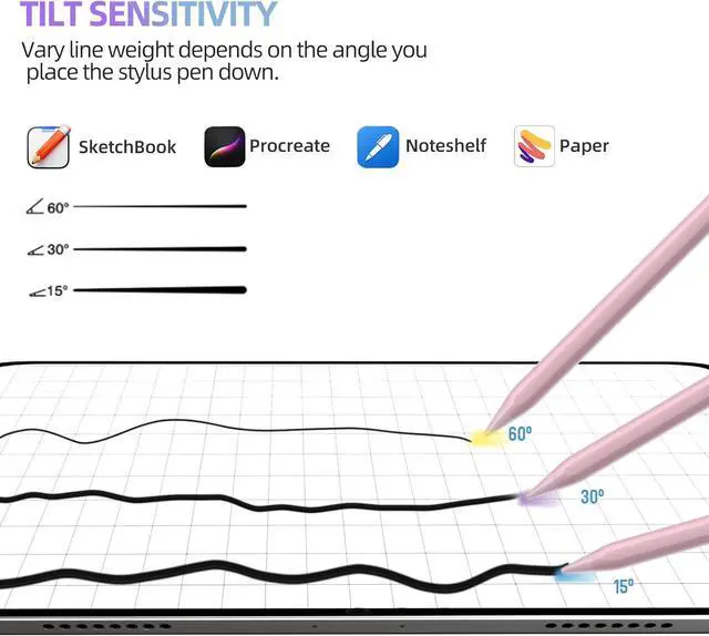 Alt view image 4 of 7 - Stylus Pen for iPad 6th-10th Energy-Saving Fast Charging  Pencil for iPad Air 5/4/3rd iPad Pro 11/12.9 Inch iPad mini 5/6th (Pink)