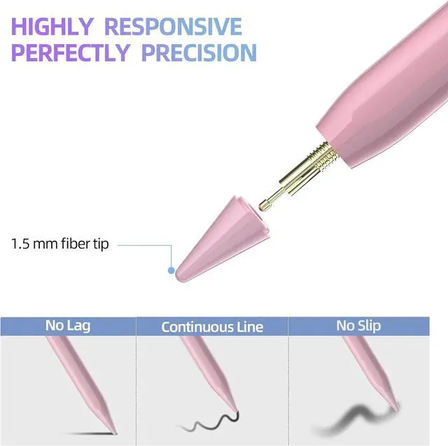 Alt view image 5 of 7 - Stylus Pen for iPad 6th-10th Energy-Saving Fast Charging  Pencil for iPad Air 5/4/3rd iPad Pro 11/12.9 Inch iPad mini 5/6th (Pink)