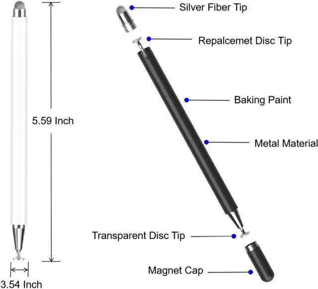 Alt view image 2 of 7 - Stylus Pen for  Galaxy Tab Tab A9+ / A8 / A7 / A7 Lite High Sensitivity & Precision Capacitive Styli Pencil for  iPad/iPad Pro/Fire HD//Surface/All Touch Devices (Black)