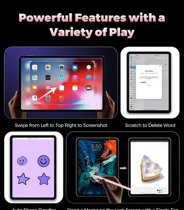 Alt view image 3 of 7 - Pen for iPad (A16) 11th 10th Gen Fast Charge for Pad Pencil with Tilt & Palm Rejection Digital Pen for 2018-2025  iPad 6th-11th/A16 Pro 13/12.9/11/M4 Air 3/4/5/M2/M3 Mini 5/6 -Pink