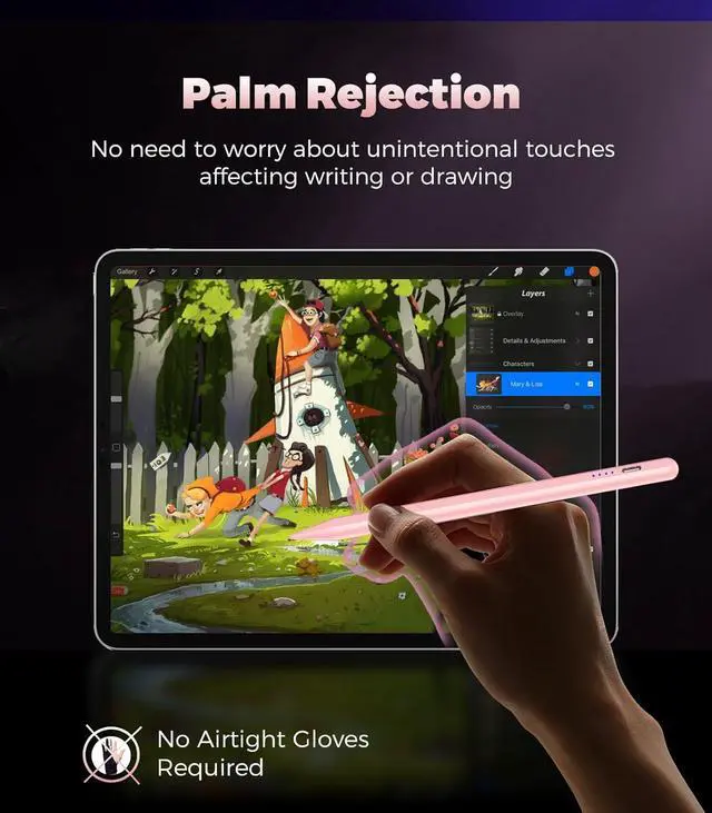 Alt view image 5 of 7 - Pen for iPad (A16) 11th 10th Gen Fast Charge for Pad Pencil with Tilt & Palm Rejection Digital Pen for 2018-2025  iPad 6th-11th/A16 Pro 13/12.9/11/M4 Air 3/4/5/M2/M3 Mini 5/6 -Pink
