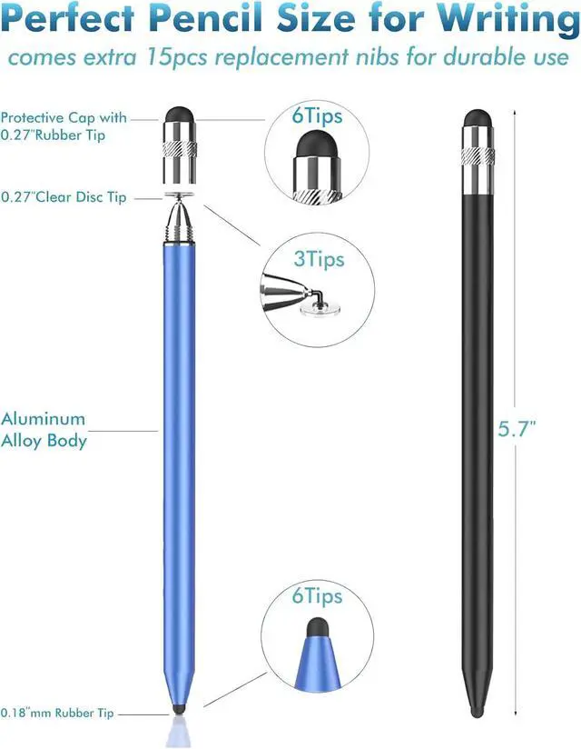 Alt view image 2 of 7 - Stylus Pen for Touchscreen 3-in-1 Rubber Disc Stylus High Sensitivity and Precision Universal Stylus Pen Compatible for Ipad iPhone Android Kindle All Capacitive Tablets
