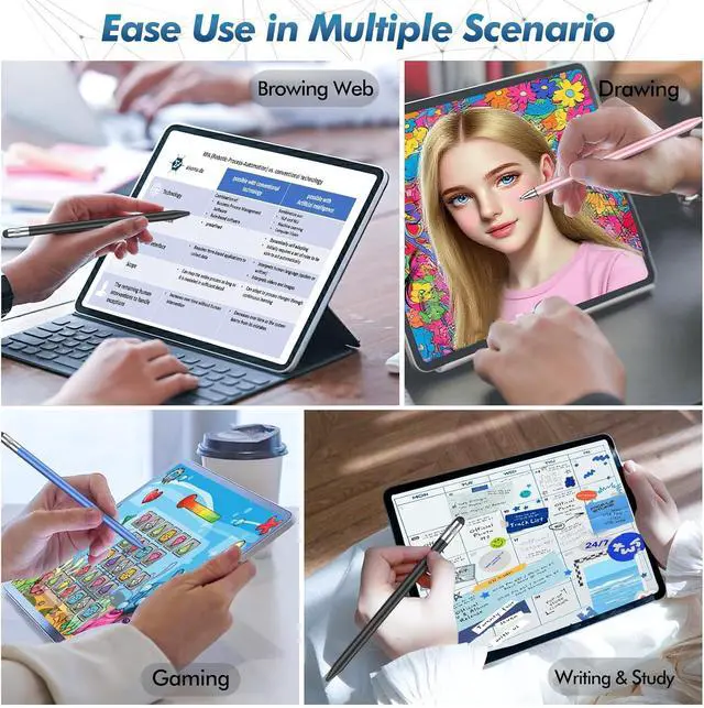 Alt view image 6 of 7 - Stylus Pen for Touchscreen 3-in-1 Rubber Disc Stylus High Sensitivity and Precision Universal Stylus Pen Compatible for Ipad iPhone Android Kindle All Capacitive Tablets