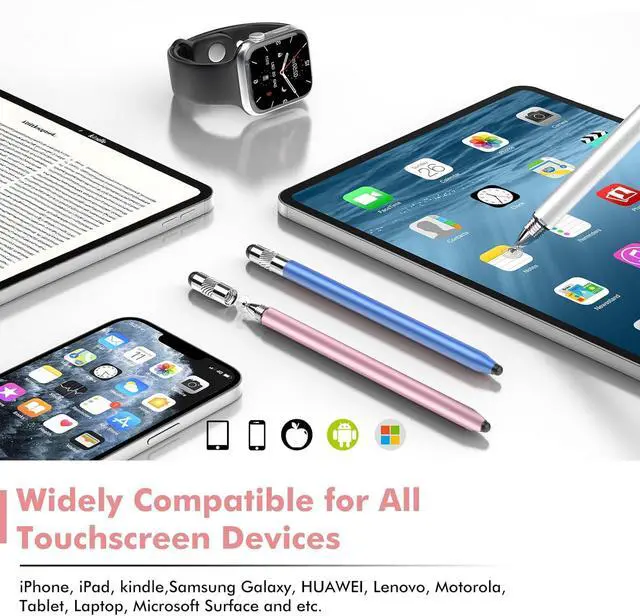 Alt view image 7 of 7 - Stylus Pen for Touchscreen 3-in-1 Rubber Disc Stylus High Sensitivity and Precision Universal Stylus Pen Compatible for Ipad iPhone Android Kindle All Capacitive Tablets